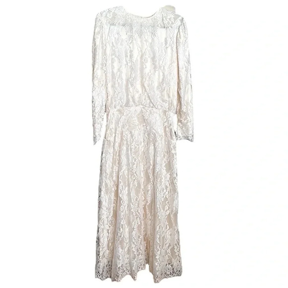 Vintage JESSICA McCLINTOCK Lace Dress Victorian Wedding Long Feminine Ivory - Picture 16 of 17